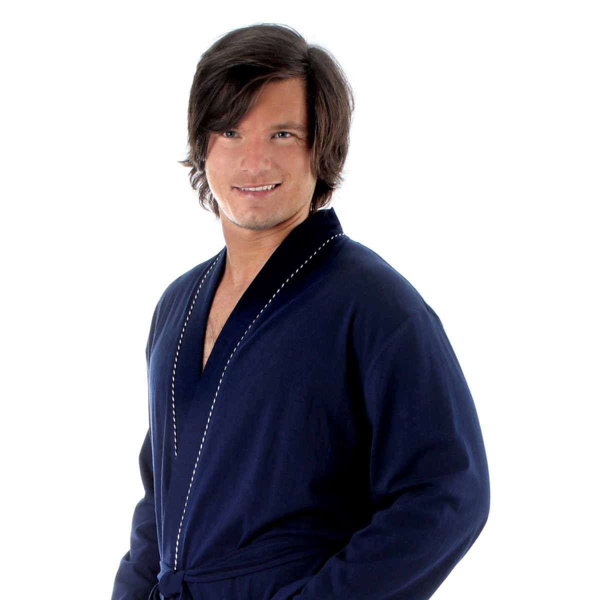 župan Vestis Henri tmavě modrý lehký župan v kimono střihu