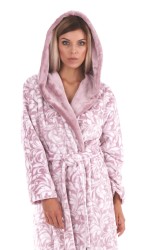 Flora dámský dlouhý župan s kapucí hřejivý