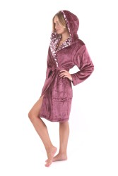 Flora dámský krátký župan s kapucí hřejivý