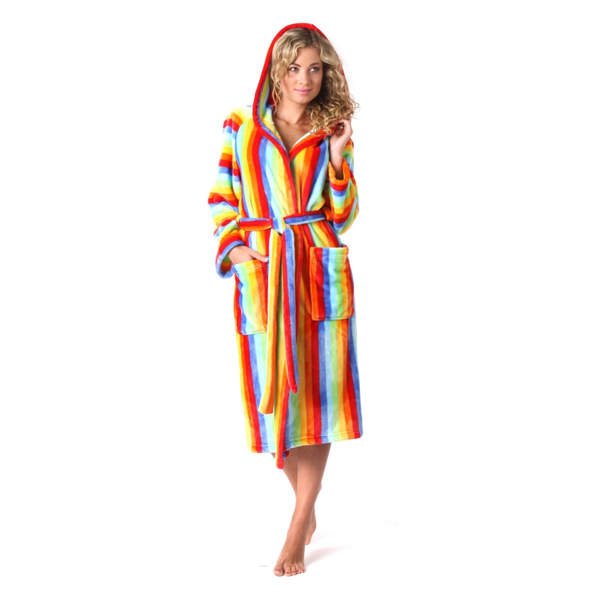 Dlouhý hřejivý duhový dámský župan Capri