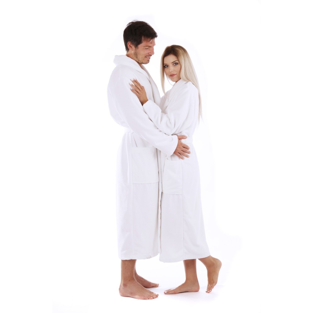 unisex župan Sauna Vestis bílý se šálovým límcem