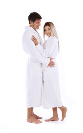 unisex župan Sauna Vestis bílý se šálovým límcem