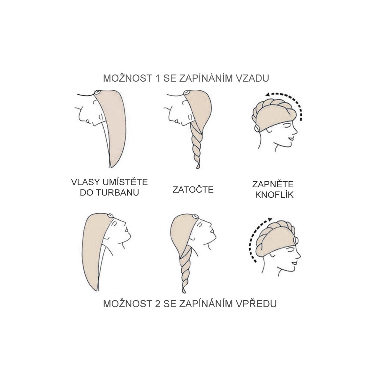 turban na vlasy pro šetrné osušení