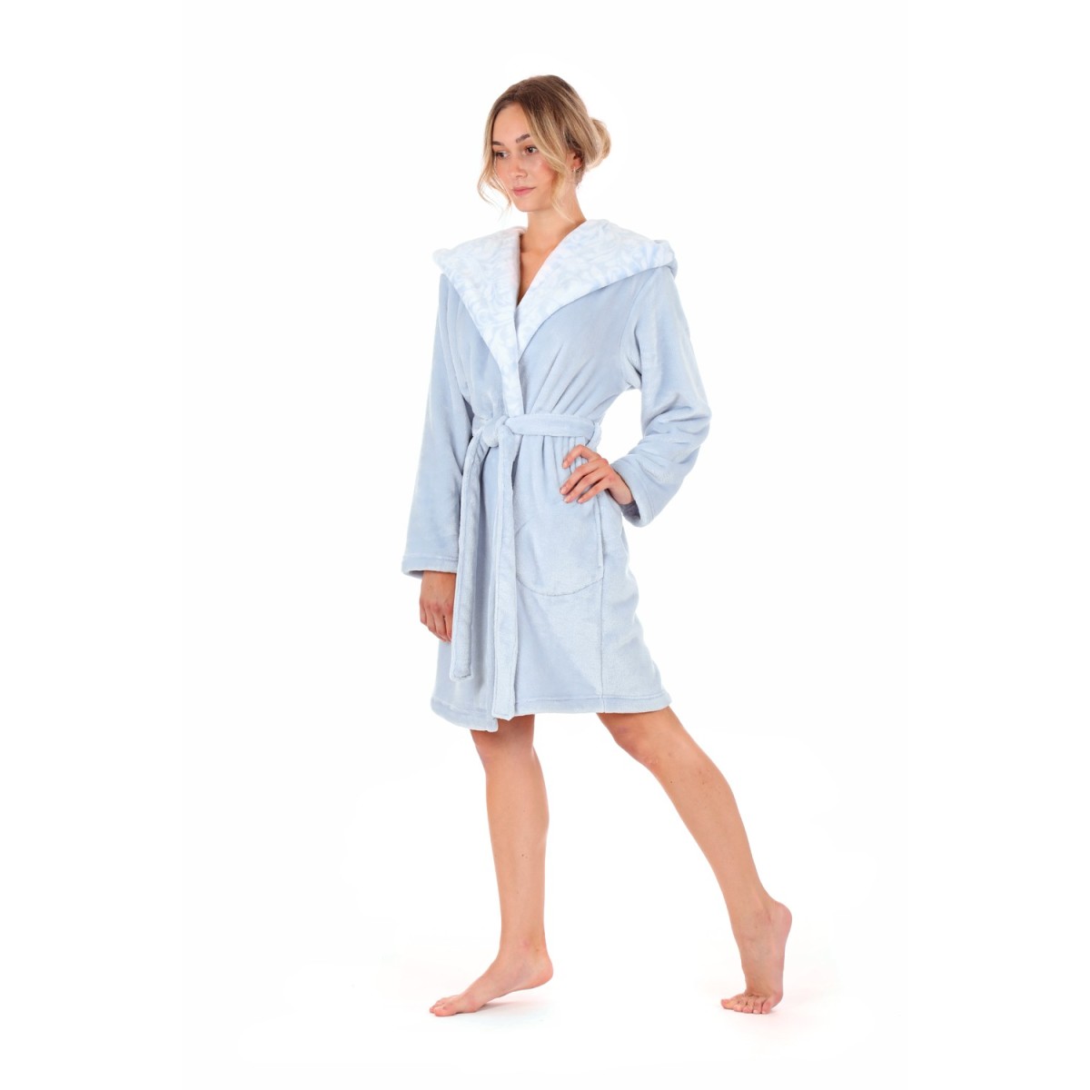 Flora dámský krátký župan s kapucí hřejivý