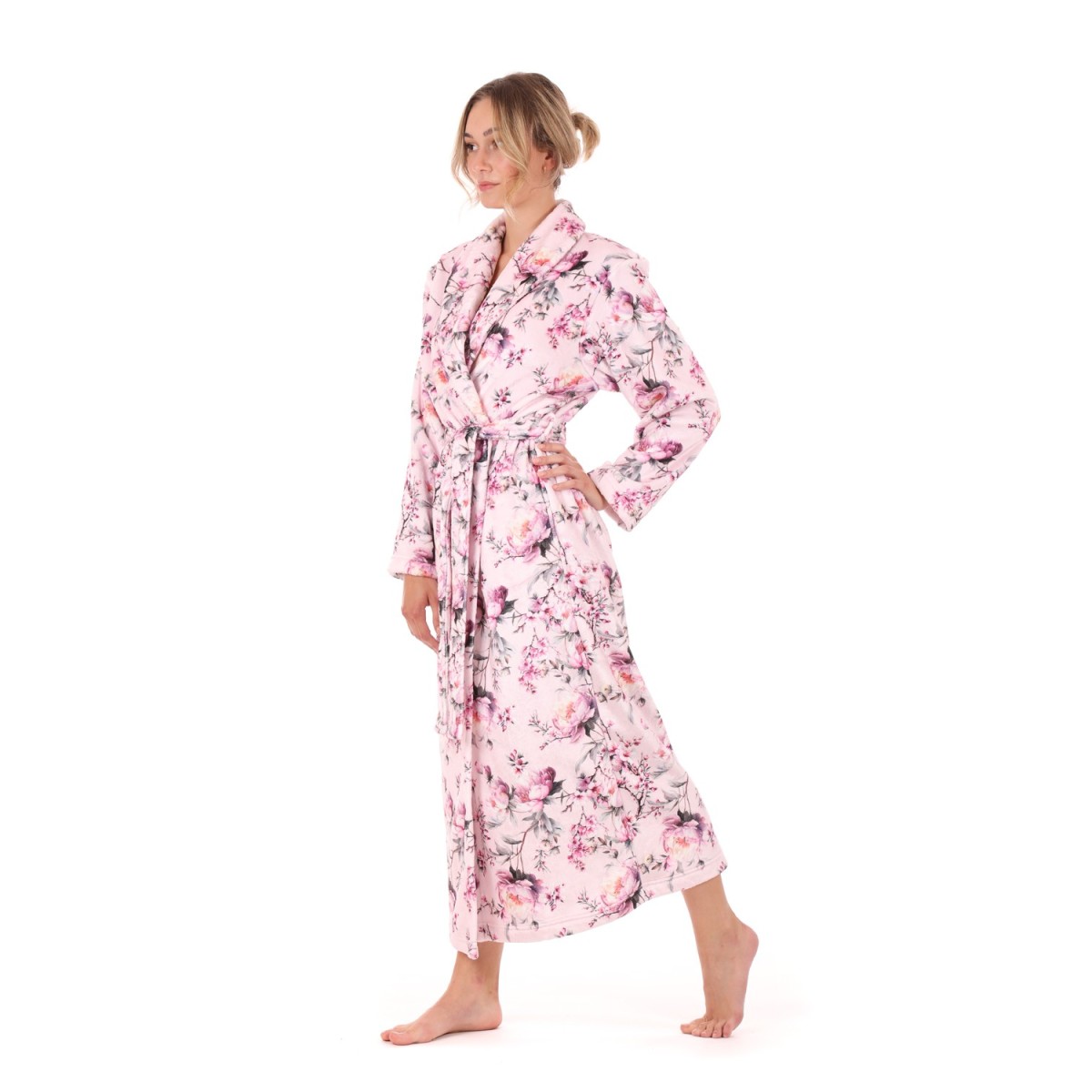 Dlouhý hřejivý dámský župan Toya pink