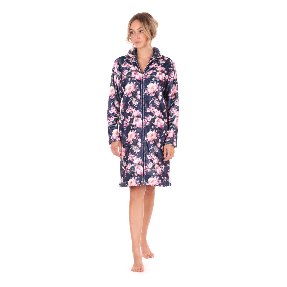 3/4 hřejivý dámský župan Toya blue na zip značky Vestis