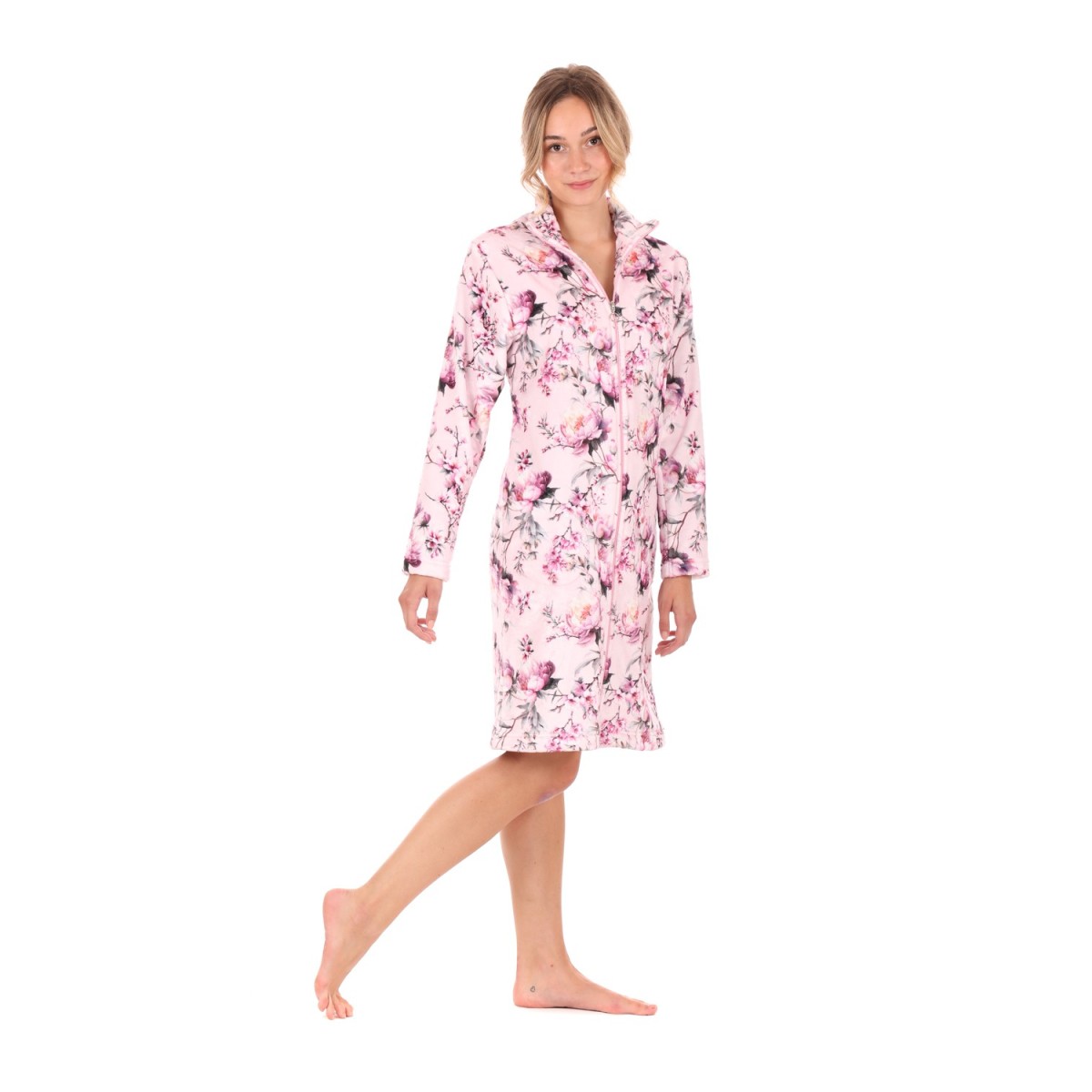 3/4 hřejivý dámský župan Toya pink na zip značka Vestis