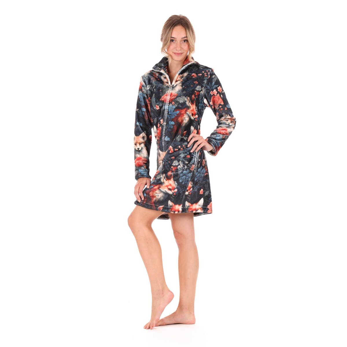 3/4 hřejivý dámský župan Zora na zip značky Vestis