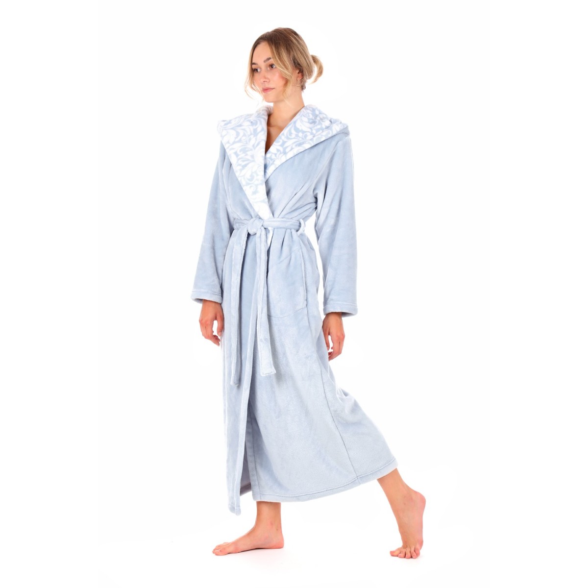 Flora dámský dlouhý župan s kapucí hřejivý