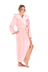 Flora dámský dlouhý župan s kapucí hřejivý