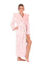 Flora dámský dlouhý župan s kapucí hřejivý