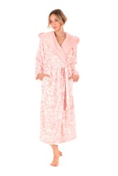 Flora dámský dlouhý župan s kapucí hřejivý